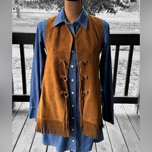 Vintage Handcrafted Western Style Suede Fringe Vest
